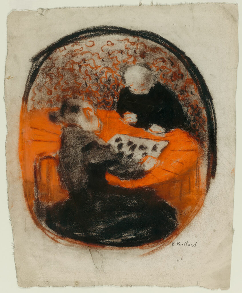 Artist's mother playing checkers